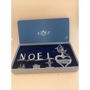 Fort Pewter Noel Decorative Train Set 8 Piece in Box 8.50” Long